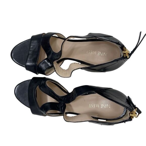 Nine West Womens Leather Back Zip Giggly Girl Heel Sandal Black Size 10M - Picture 3 of 9